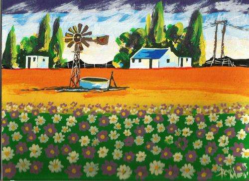 Beautiful acrylic painting by artist Regis Manja titled- Kimberley Farm