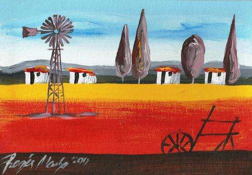 Beautiful acrylic painting by artist Regis Manja titled- Bethal Farm