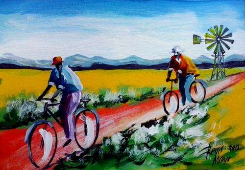 Beautiful acrylic painting by artist Regis Manja titled- After work