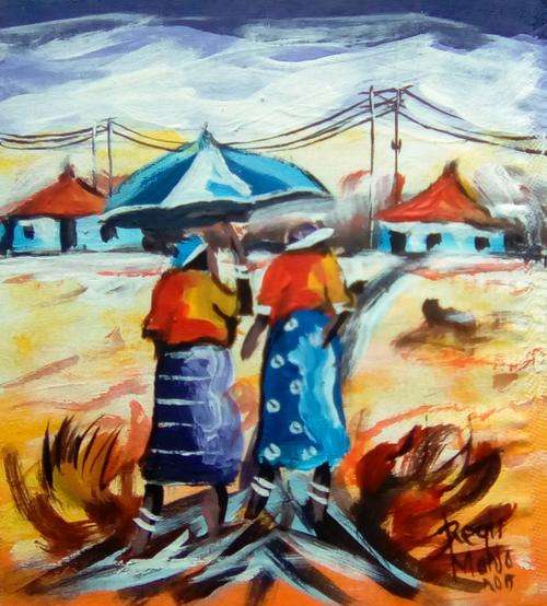 Beautiful acrylic painting by artist Regis Manja titled- Sunday walk