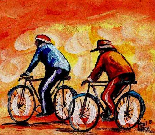 Beautiful acrylic painting by artist Regis Manja titled- The Ride