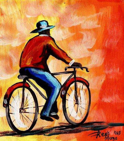 Beautiful acrylic painting by artist Regis Manja titled- To work