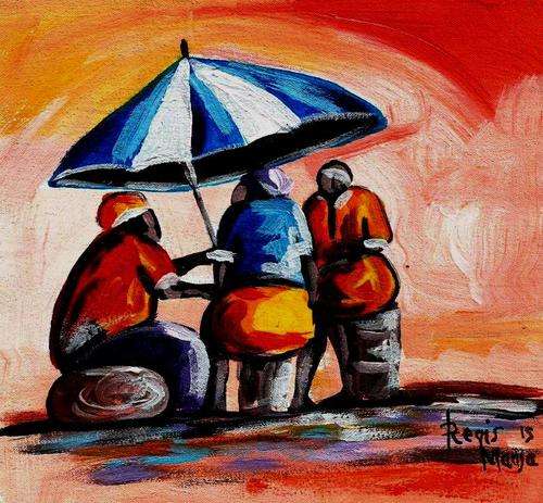 Beautiful acrylic painting by artist Regis Manja titled- Into the shade