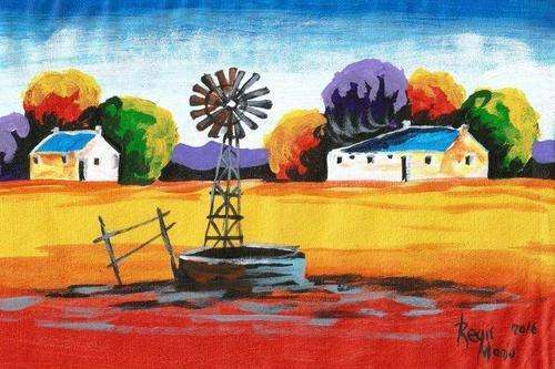 Beautiful acrylic painting by artist Regis Manja titled- Bethlehem Farm