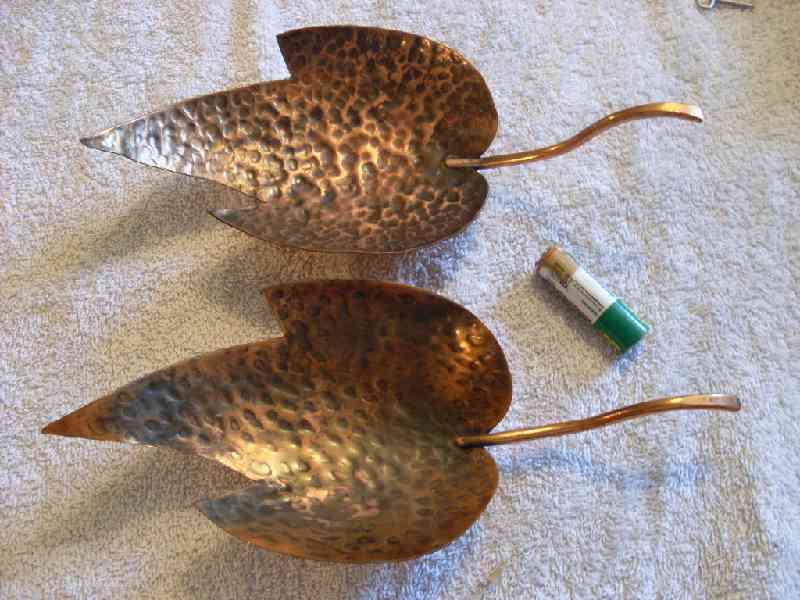 Two Rhodesian Copper Leaf Ashtrays