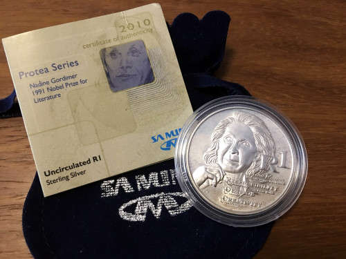 2010 NADINE GORDIMER Silver R1 UNCIRCULATED COIN