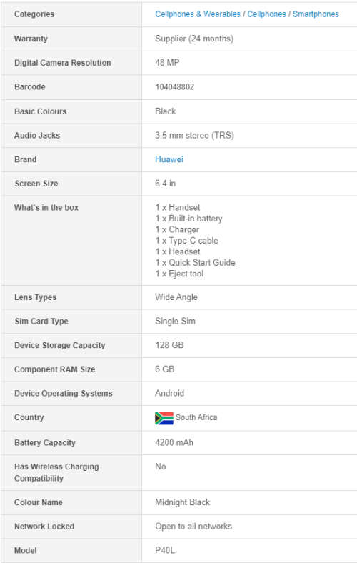Huawei P40 Lite