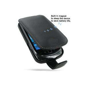 Original Hand Made Black Leather Flip case for Blackberry Torch 9800 - Boxed