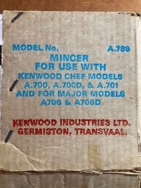 Vintage Kenwood mincer attachments