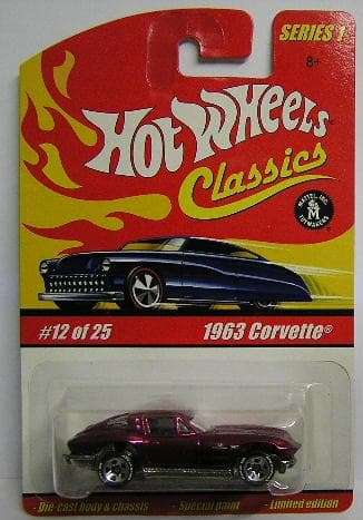 Hotwheels Hot Wheels Diecast Model Car Classics Series Chevy Chevrolet Corvette 1963 1/64 scale new