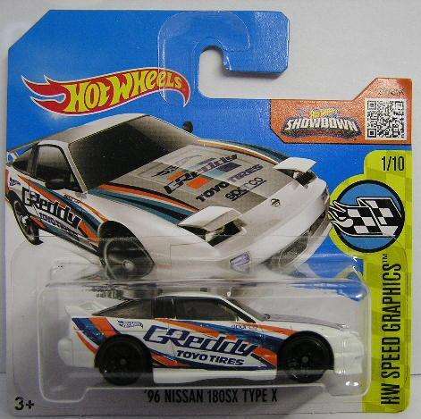 Hotwheels Hot Wheels Diecast Model Car 2016 176 / 250 Nissan 180 SX Type X 1996 "Greddy" 1/64 scale