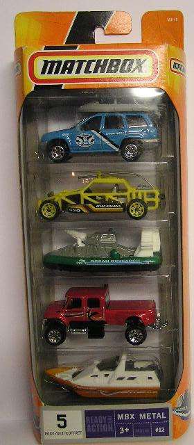 Matchbox Diecast Model Car Set 5 pack Ready For Action Sandmaster Boat Jeep 1/64 scale new in pack