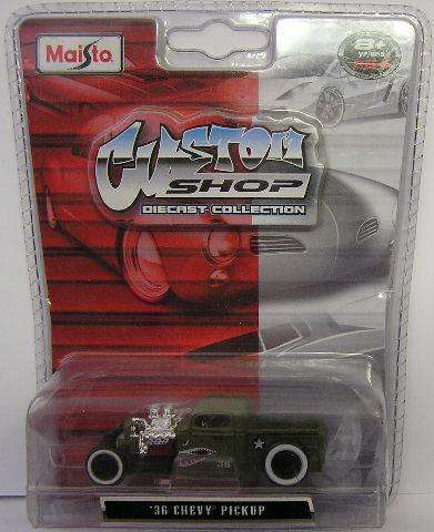 Maisto Diecast Model Car Custom Shop Chevy Chevrolet Pickup 1936 1/64 scale new in pack