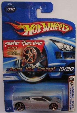 Hotwheels Hot Wheels Diecast Model Car First Ed 2005 No 10 Honda Acura HSC Concept Realistix 1/64 sc