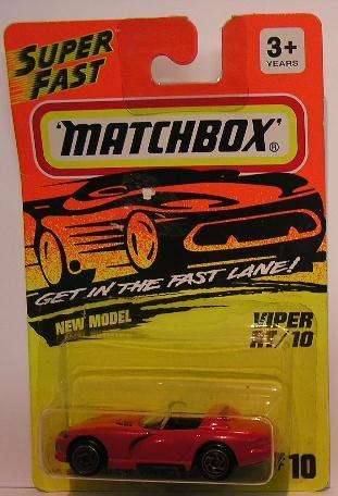 Matchbox Diecast Model Car 1994 No 10 Dodge Viper RT10 RT 10 1/64 scale new in pack