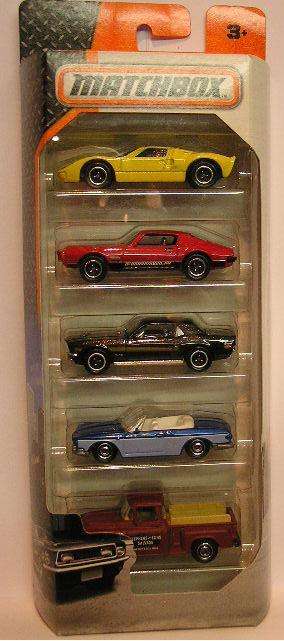 Matchbox Diecast Model Car Set 5 pack Ford GT Pontiac Mustang Karmann Ghia Chevy PIckup 1/64 scale