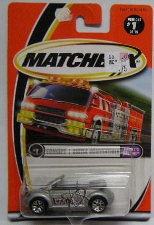 Matchbox Diecast Model Car 2001 1 / 75 VW Volkswagen Beetle Concept 1 Conv 1/64 scale new in pack