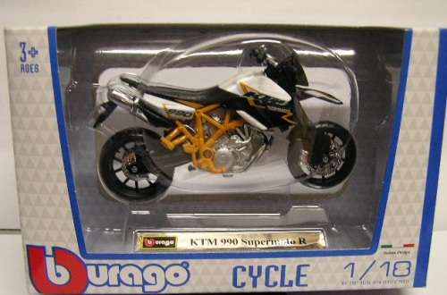 Burago Diecast Model Motorcycle Bike KTM 990 Supermoto R 1/18 scale new in pack