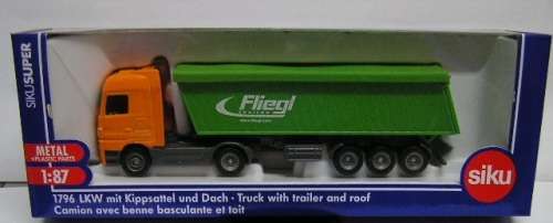 SIKU Diecast Model 1796 Mercedes Benz Actros Truck & Covered Tipper Trailer 1/87 HO railway scale