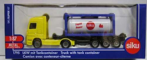 SIKU Diecast Model 1795 Mercedes Benz Actros Truck & Tank Container Trailer 1/87 HO railway scale