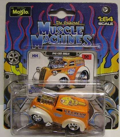 Maisto Muscle Machines Diecast Model Car Ford Anglia Panelvan 1948 "Ice Cream" 1/64 scale new in pac