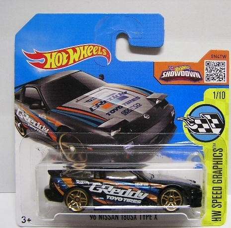 Hotwheels Hot Wheels Diecast Model Car 2016 176 / 250 Nissan 180SX 180 SX Type X 1996 "Greddy" 1/64