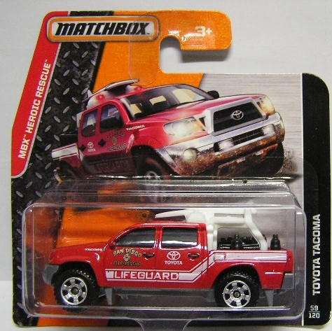 Matchbox Diecast Model Car 2015 59 / 120 Toyota Tacoma Pickup "Lifeguard" 1/64 scale new in pack
