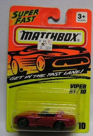 Matchbox Diecast Model Car 1994 No 10 Superfast Dodge Viper RT10 RT 10 1/64 scale new in pack