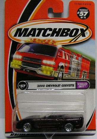 Matchbox Diecast Model Car 2001 57 / 75 Chevy Chevrolet Corvette Conv 2000 1/64 scale new in pack
