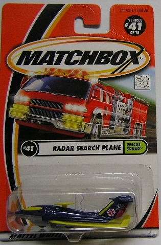 Matchbox Diecast Model 2001 41 / 75 Radar Search Plane Rescue Squad new in pack