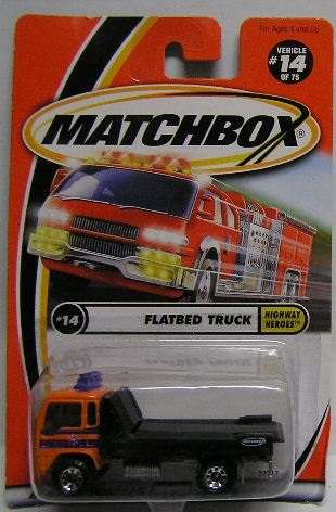 Matchbox Diecast Model Car 2001 14 / 75 Flatbed Recovery Truck Highway Heroes new in pack