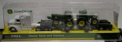 ERTL Diecast Model Truck & Lowbed Trailer + 2 x John Deere Tractors Farm Agriculture 1/64 scale new