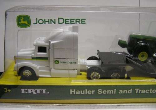 ERTL Diecast Model Truck & Lowbed Trailer + 2 x John Deere Tractors Farm Agriculture 1/64 scale new