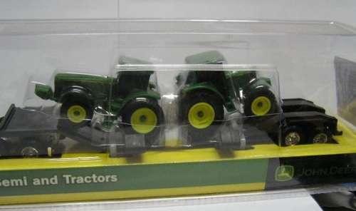 ERTL Diecast Model Truck & Lowbed Trailer + 2 x John Deere Tractors Farm Agriculture 1/64 scale new
