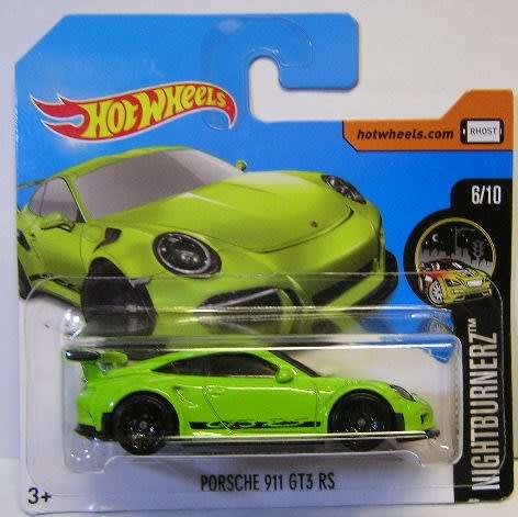 Hotwheels Hot Wheels Diecast Model Car 2017 117 / 365 Porsche 911 GT 3 GT3 RS Nightburnerz 1/64 scal