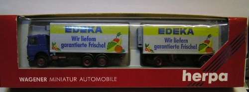 Herpa Model 818095 MAN Refrigerated Truck + Trailer "Edeka" 1/87 HO railway scale new in pack