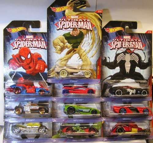 Hotwheels Hot Wheels Diecast Model Car Set Marvel Ultimate Spiderman Sand Man Iron Spider Lizard Ven