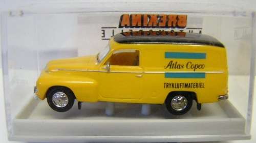 Brekina Model Car 29354 Volvo Duett Panelvan "Atlas Copco" 1/87 HO railway scale new in pack