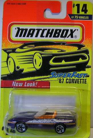 Matchbox Diecast Model Car Superfast 1997 14 / 75 Chevy Chevrolet Corvette Conv 1987 1/64 scale new