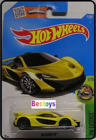 Hotwheels Hot Wheels Diecast Model Car 2016 71 / 250 McLaren P1 P 1 Exotics 1/64 scale new