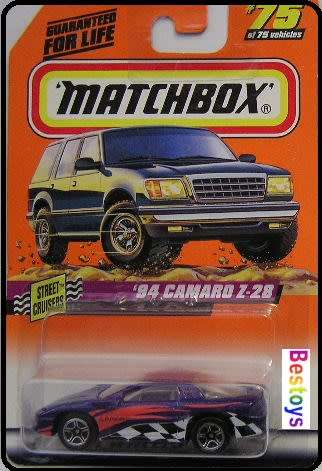 Matchbox Diecast Model Car 1998 75 / 75 Chevy Chevrolet Camaro Z 28 Z28 1994 Street Cruisers 1/64 sc