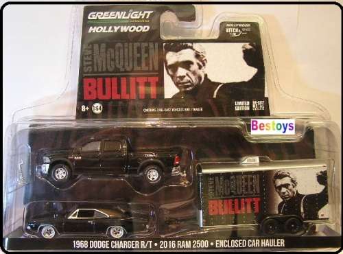 Greenlight Diecast Model Car Hollywood Dodge RAM 2500 2016 Charger 1968 TrailerBullitt McQueen Movie