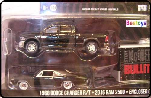 Greenlight Diecast Model Car Hollywood Dodge RAM 2500 2016 Charger 1968 TrailerBullitt McQueen Movie