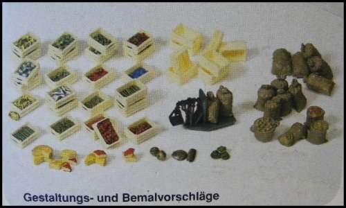 Preiser Model 17501 Fruit + Vegetable boxes crates 1/87 HO railway scale new in pack