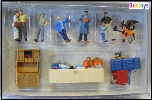 Preiser Model 10623 Flea market figures & accessories 1/87 HO railway scale new in pack