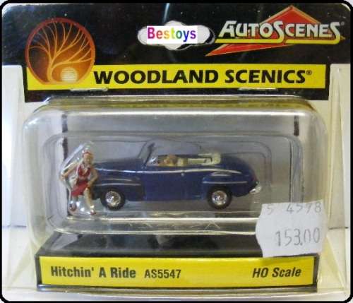 Woodland Scenics Model 5547 Hitching a ride car & figures 1/87 HO railway scale new in pack