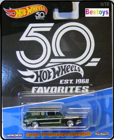 Hotwheels Hot Wheels Diecast Model Car 50th VW Volkswagen Squareback Custom 1969 rubber tyres new