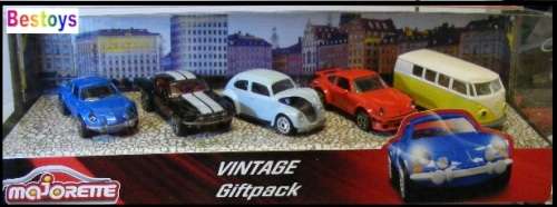 Majorette Diecast Model Car 5 pack Vintage Set Renault VW Porsche Ford Mustang 1/64 scale new in pac