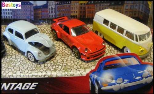 Majorette Diecast Model Car 5 pack Vintage Set Renault VW Porsche Ford Mustang 1/64 scale new in pac
