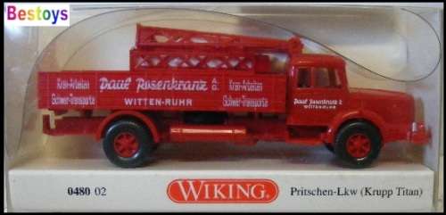 Wiking Model 0480 Krupp Titan Delivery Truck & Cargo 1/87 HO railway scale new in pack